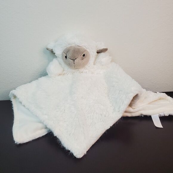 Baby Lamb Security Blanket Lovey Plush Cream 14" x 13.5" Elegant - Picture 1 of 13